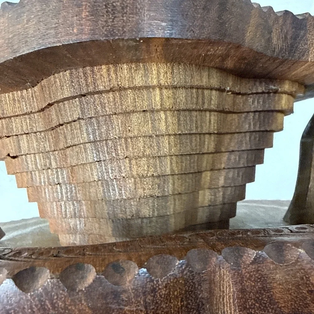 VTG.Folding Spiral Collapsible Wooden Swivel To Close. Afghanistan. bowl 7.5